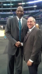todd kaplan with james worthy ex la laker star and tv analyst and commentator. voted one of the top 50 greatest players in nba history